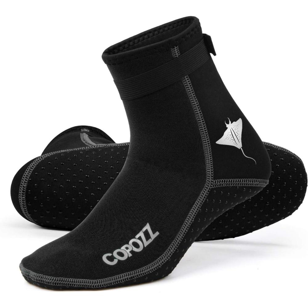 imageCOPOZZ Diving Socks 3mm Neoprene Beach Water SocksAnti Slip for Snorkel Swim Youth Men WomenHigh Cutfish