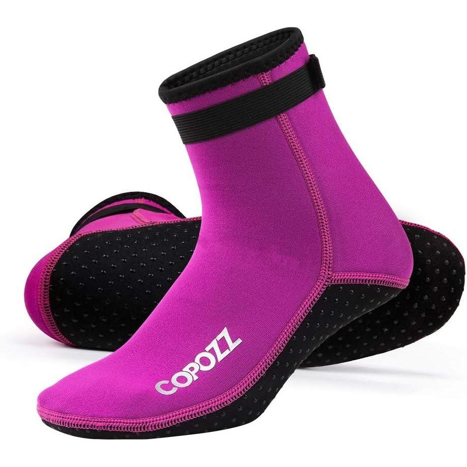 imageCOPOZZ Diving Socks 3mm Neoprene Beach Water SocksAnti Slip for Snorkel Swim Youth Men WomenHigh Cutrose