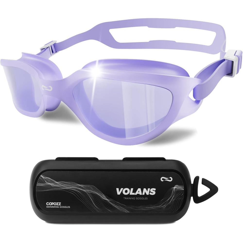 imageCOPOZZ Swim Goggles Adult Women Swimming Goggles for Women ampamp Men AntiFog No Leaking UV Protection for AdultPurple