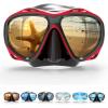imageCOPOZZ Adult Scuba Mask Dive Mask Anti Fog Snorkeling Scuba Diving Glasses Great Seal Free Diving Tempered Glass Mask GogglesRed