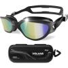 imageCOPOZZ Swim Goggles Adult Women Swimming Goggles for Women ampamp Men AntiFog No Leaking UV Protection for AdultGold Plating Lensblack