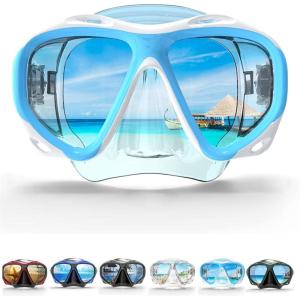 COPOZZ Adult Scuba Mask, Dive Mask Anti Fog Snorkeling Scuba Diving Glasses, Great Seal Free Diving Tempered Glass Mask Goggles(Blue)