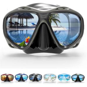 COPOZZ Adult Scuba Mask, Dive Mask Anti Fog Snorkeling Scuba Diving Glasses, Great Seal Free Diving Tempered Glass Mask Goggles(Gray)