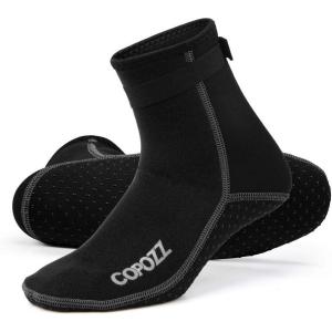 COPOZZ Diving Socks 3mm Neoprene Beach Water Socks-Anti Slip for Snorkel Swim Youth Men Women(High Cut-black)