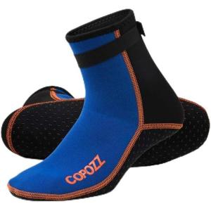 COPOZZ Diving Socks 3mm Neoprene Beach Water Socks-Anti Slip for Snorkel Swim Youth Men Women(High Cut-blue-black)