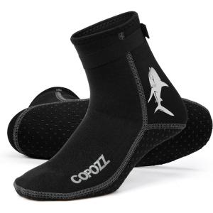 COPOZZ Diving Socks 3mm Neoprene Beach Water Socks-Anti Slip for Snorkel Swim Youth Men Women(High Cut-shark)