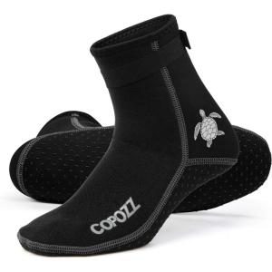 COPOZZ Diving Socks 3mm Neoprene Beach Water Socks-Anti Slip for Snorkel Swim Youth Men Women(High Cut-turtle)