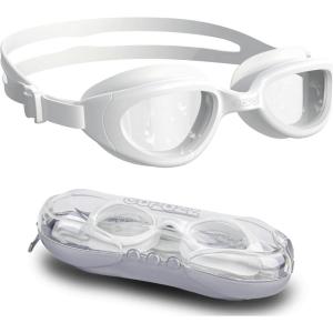COPOZZ Kids Swim Goggles | Anti-Fog & HD | Comfy 3D Fit | Durable Unisex-Child Swimming Goggles for Boys & Girls Ages 3-14(White)