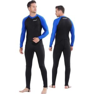 COPOZZ Mens Wetsuit – Front Zip Wet Suit for Snorkeling, Surfing, Scuba Gear, Paddleboarding, Water Sports(Black/Navy-Blue)