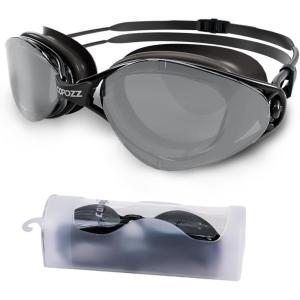 COPOZZ S3 Swim Goggles for Adult, Swimming Goggles Clear Vision Anti Fog UV400 Protection No Leaking for Men Women Youth(Mirrored Silver + Black Frame)