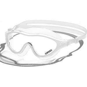 COPOZZ Wide View Swim Goggles, Comfy Swimming Goggles for Adult Men Women Youth, Anti-fog No Leaking UV Protection