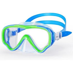 Kids Swim Goggles with Nose Cover, Anti Fog Wide View Clear Swim Mask for Kids Youth 3-15, Anti-Shattered No-leak(Blue (1 pack))