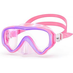 Kids Swim Goggles with Nose Cover, Anti Fog Wide View Clear Swim Mask for Kids Youth 3-15, Anti-Shattered No-leak(Pink (1 pack))