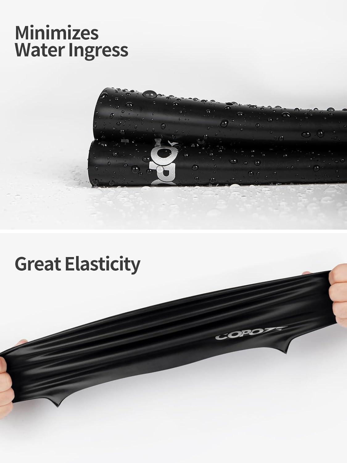 imageCOPOZZ Adult Swim Caps Silicone Waterproof Comfortable Swimming Cap for Women Long and Short HairBlack12yrs