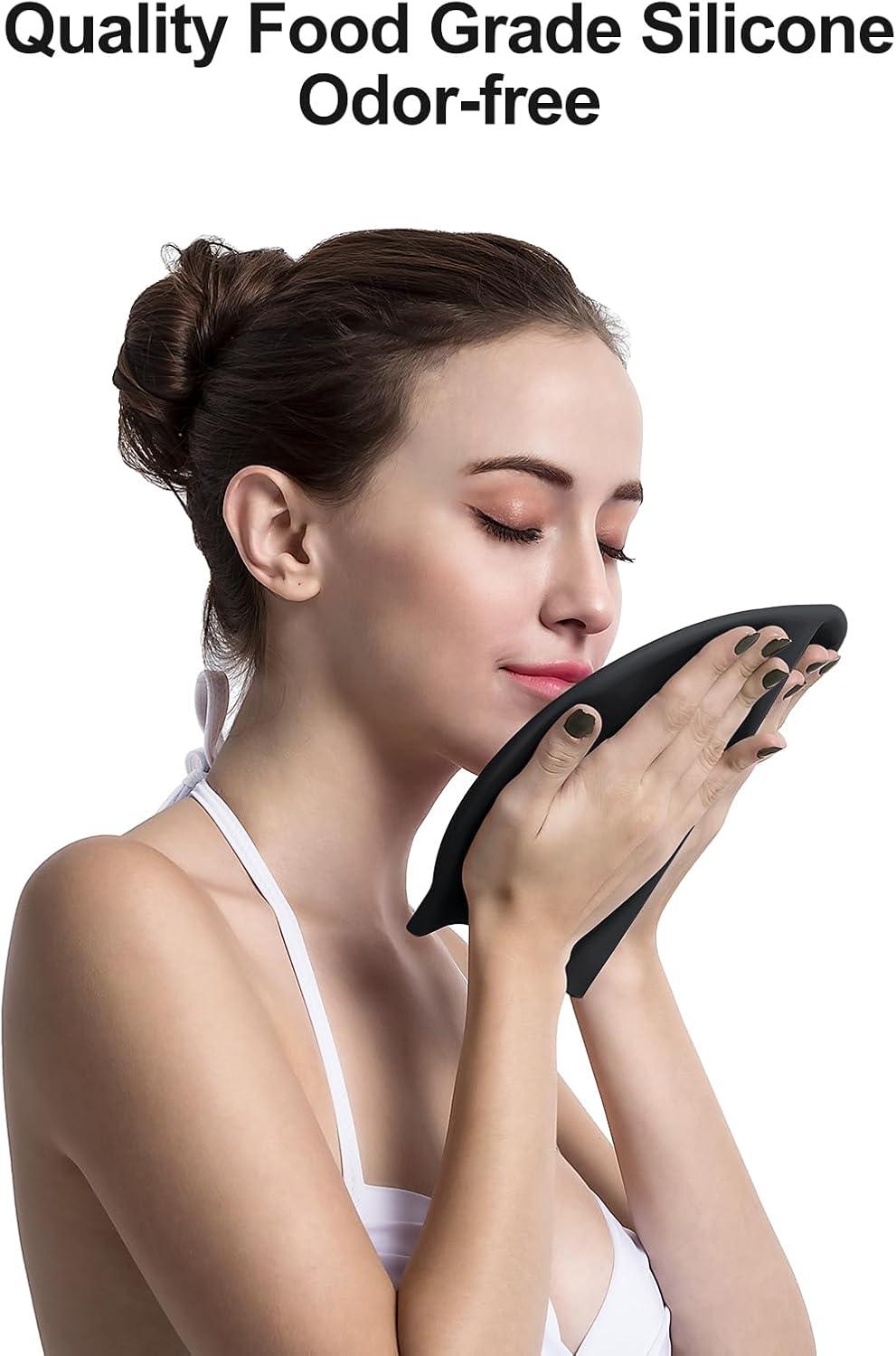 imageCOPOZZ Adult Swim Caps Silicone Waterproof Comfortable Swimming Cap for Women Long and Short HairBlack12yrs