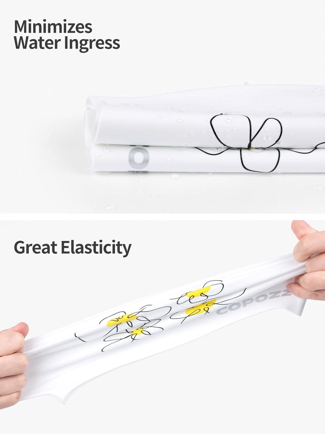 imageCOPOZZ Adult Swim Caps Silicone Waterproof Comfortable Swimming Cap for Women Long and Short HairDaisy12yrs