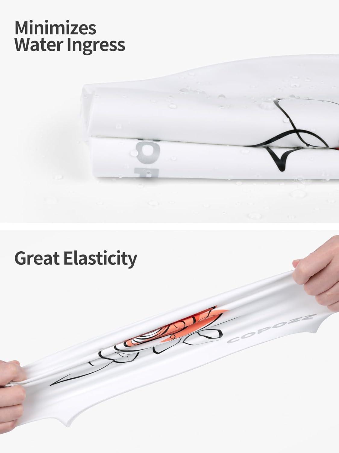 imageCOPOZZ Adult Swim Caps Silicone Waterproof Comfortable Swimming Cap for Women Long and Short HairRose12yrs