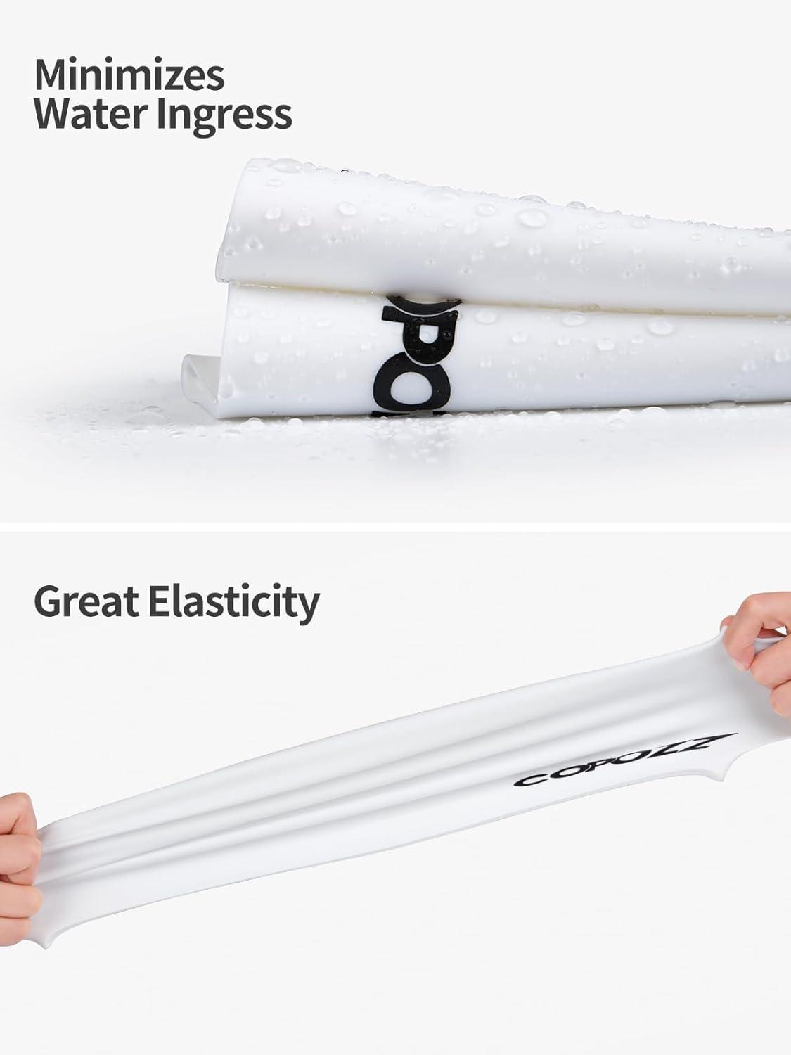 imageCOPOZZ Adult Swim Caps Silicone Waterproof Comfortable Swimming Cap for Women Long and Short HairWhite12yrs