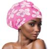 imageCOPOZZ Extra Large Swim Cap Designed for Long Hair Braids Dreadlocks Weaves Hair Extensions Curls ampamp Afros Silicone Bathing Cap Swimming Hat for Women MenPink Flower