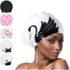 imageCOPOZZ Extra Large Swim Cap Designed for Long Hair Braids Dreadlocks Weaves Hair Extensions Curls ampamp Afros Silicone Bathing Cap Swimming Hat for Women MenBlack Swan