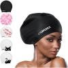 imageCOPOZZ Extra Large Swim Cap Designed for Long Hair Braids Dreadlocks Weaves Hair Extensions Curls ampamp Afros Silicone Bathing Cap Swimming Hat for Women MenBlack