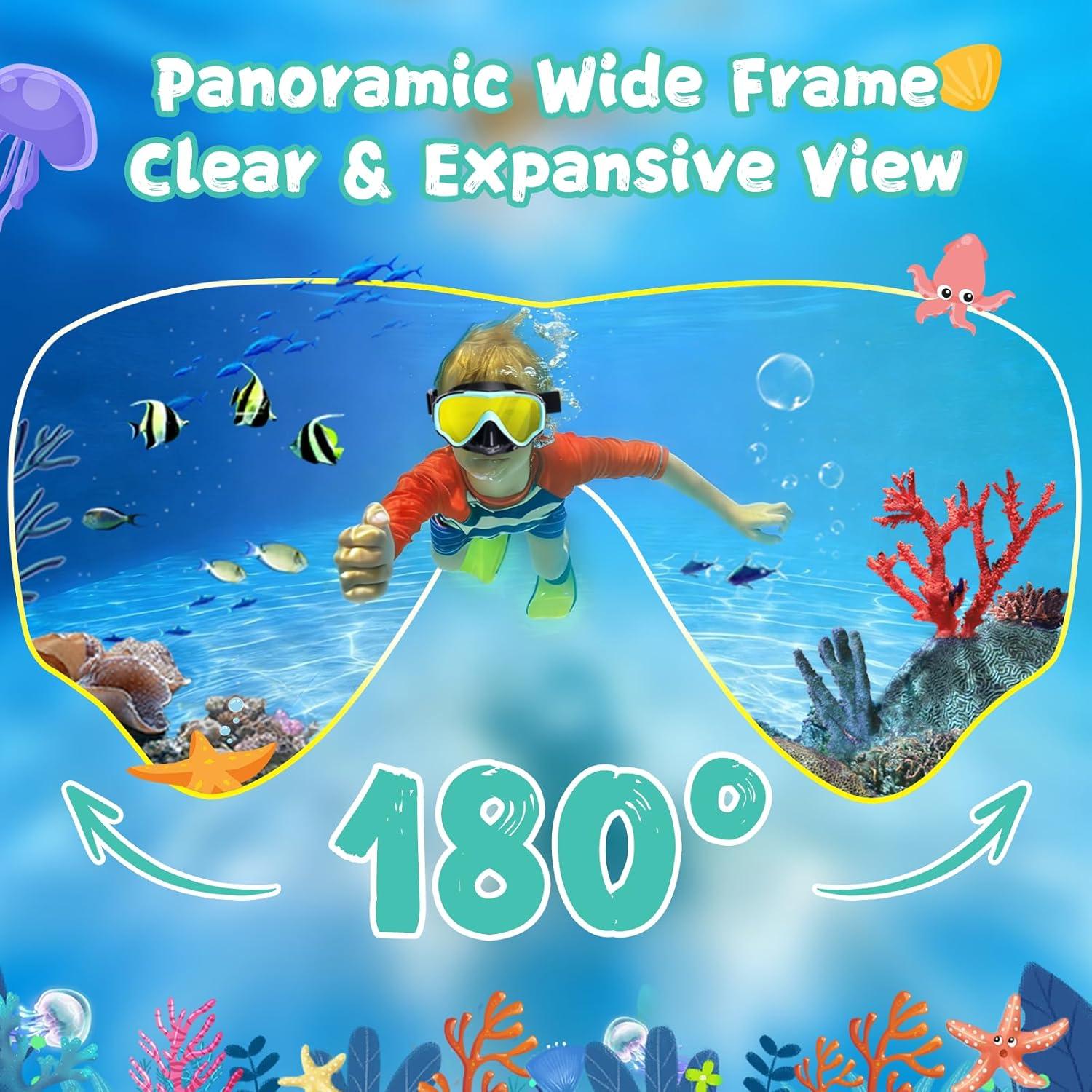 image:imageKids Swim Goggles with Nose Cover Anti Fog Wide View Clear Swim Mask for Kids Youth 315 AntiShattered NoleakBluegreen Blue Lenses Blackgreen Gold Lenses