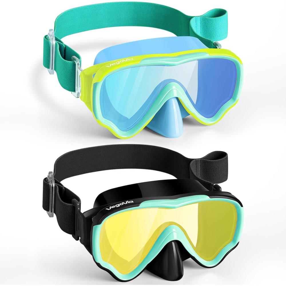 image:imageKids Swim Goggles with Nose Cover Anti Fog Wide View Clear Swim Mask for Kids Youth 315 AntiShattered NoleakBluegreen Blue Lenses Blackgreen Gold Lenses