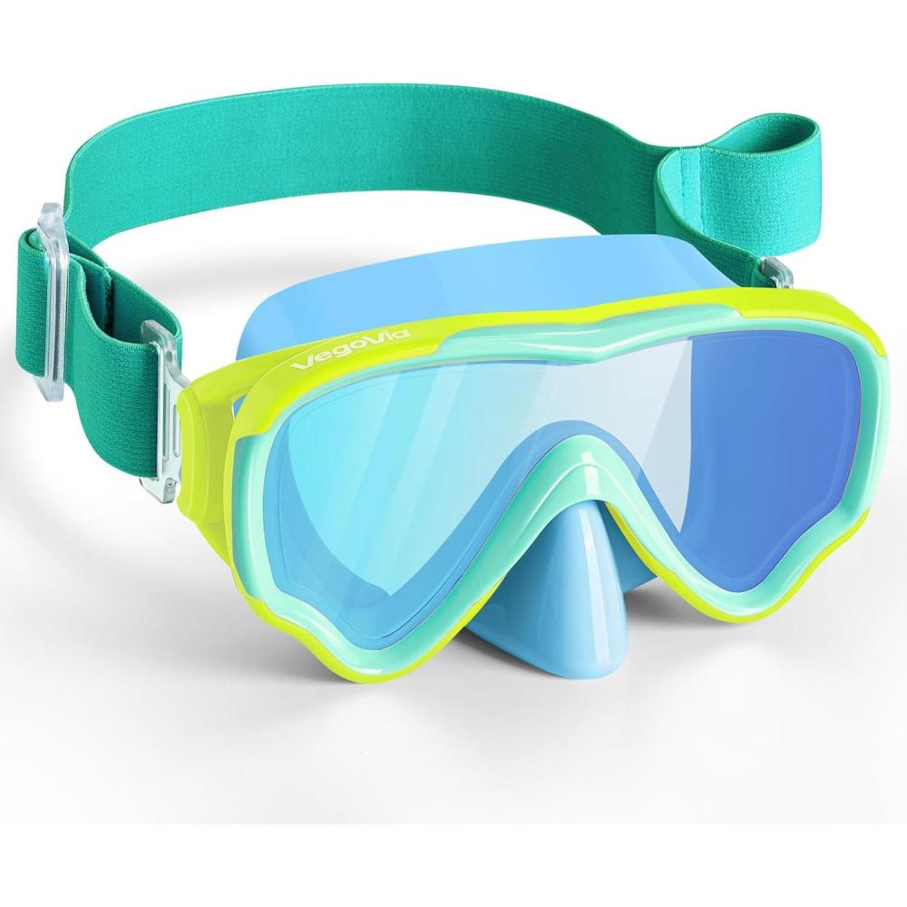 image:imageKids Swim Goggles with Nose Cover Anti Fog Wide View Clear Swim Mask for Kids Youth 315 AntiShattered NoleakBluegreen Blue Lenses
