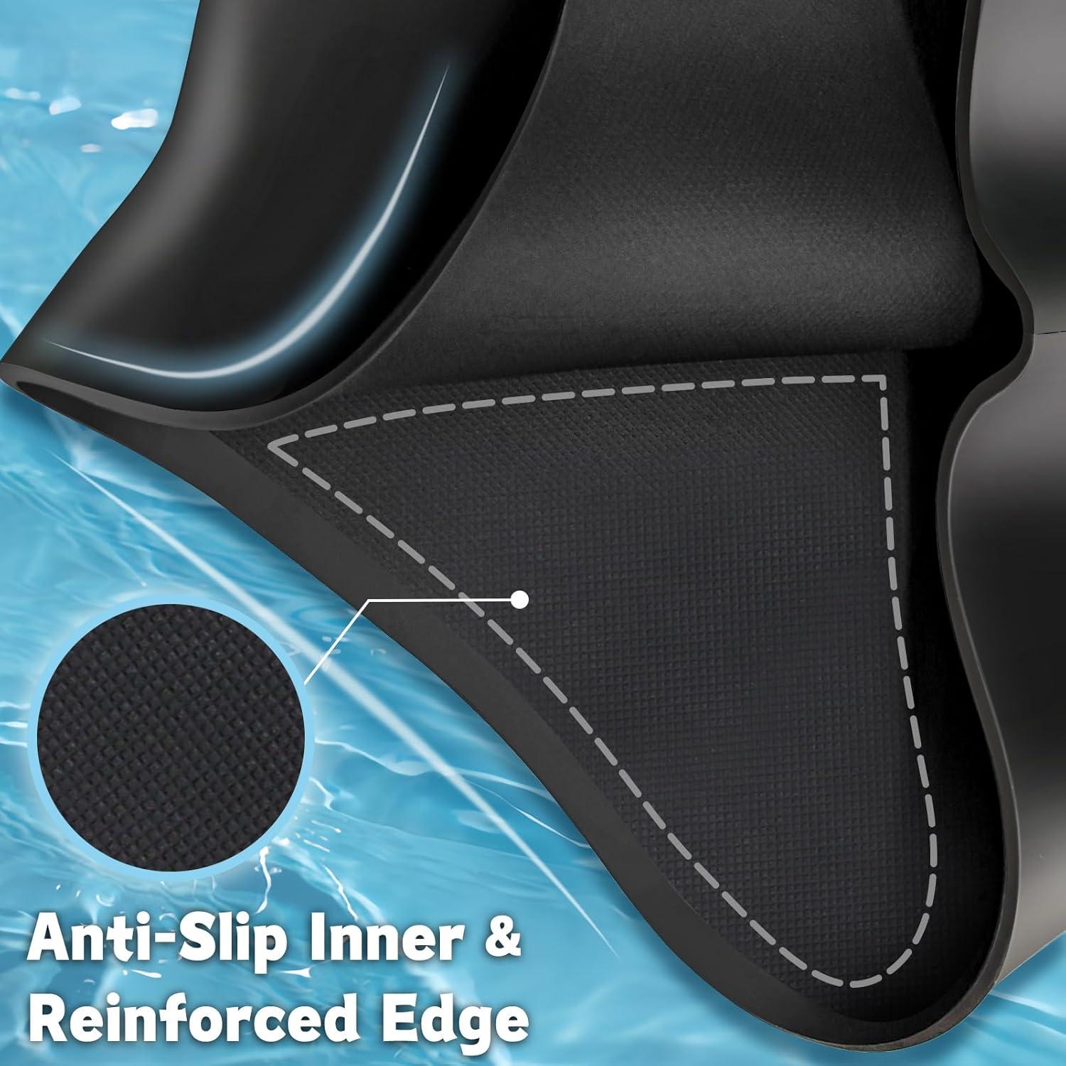 image:imageVegoVia 2 Pack Large Swim Cap for Braids Waterproof Silicone Swimming Cap for Women Men Adult Long Hair to Keep Hair DryBlack Blue