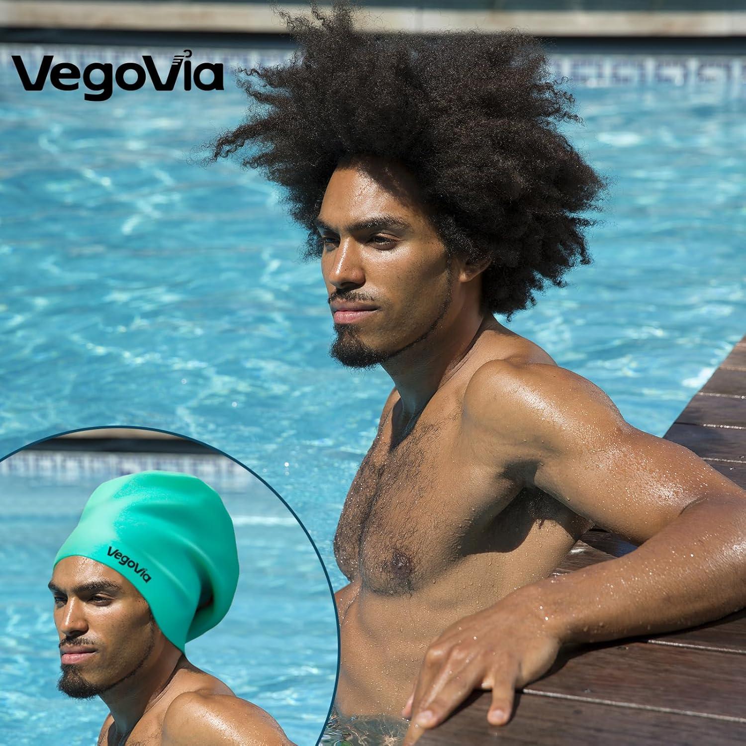 image:imageVegoVia Large Swim Cap for Braids and Dreadlocks Waterproof Silicone Swimming Cap for Women Men Adult Long Hair to Keep Hair DryGreen