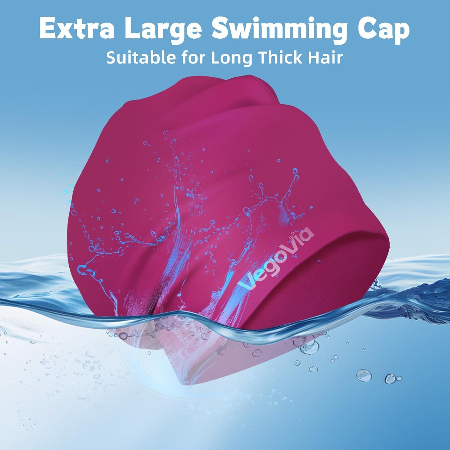 image:imageVegoVia Large Swim Cap for Braids and Dreadlocks Waterproof Silicone Swimming Cap for Women Men Adult Long Hair to Keep Hair DryMaroon
