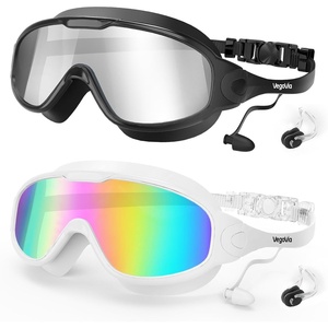 VegoVia Adult Swim Goggles 2 Pack, Anti-Fog 180° Wide View UV Protection Pool Swimming Goggles for Adult Youth Men Women(Silver/Mirrored & Pink/White)